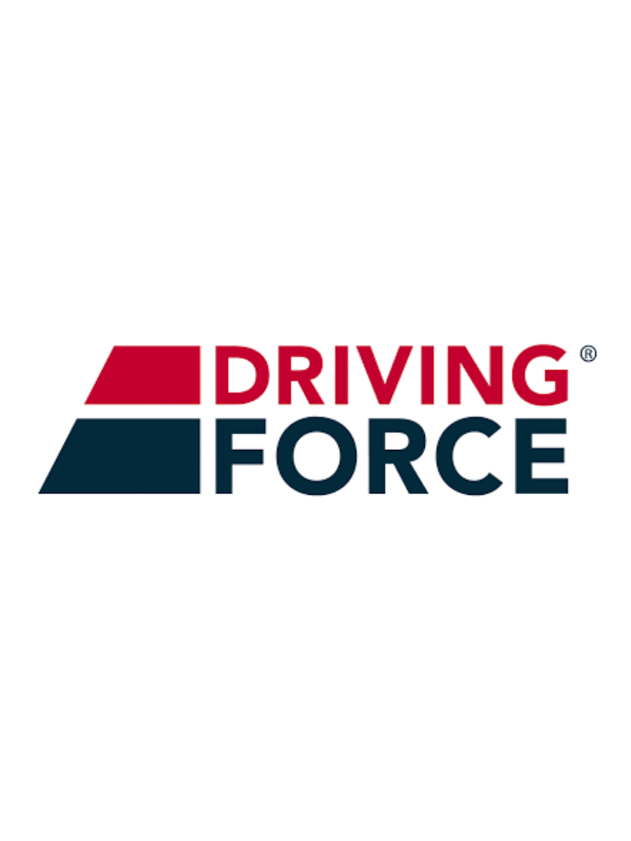 Logo with the words "Driving Force" in red and blue 3D letters.