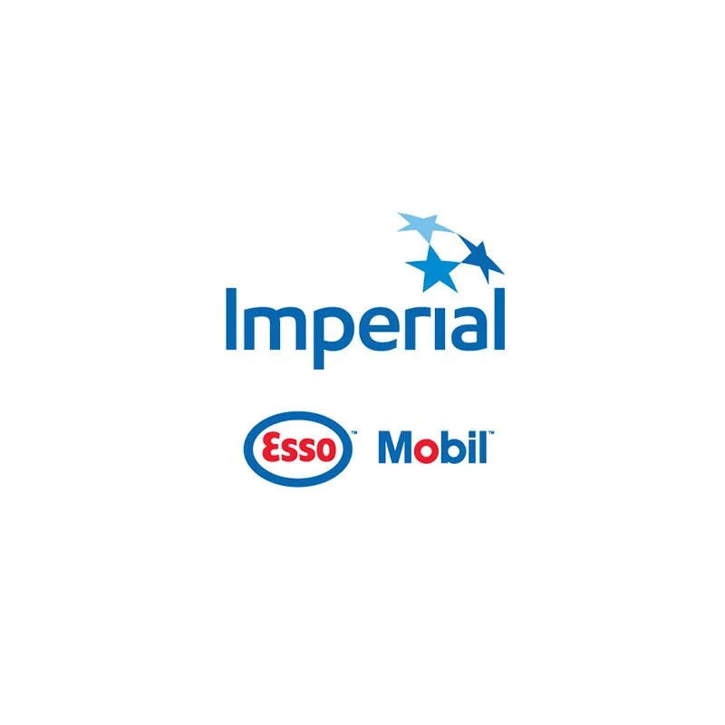 Logo of Imperial with a design of three blue stars above it and the Esso and Mobil logos below.