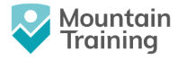 Mountain Training logo with a stylized mountain and location pin icon.