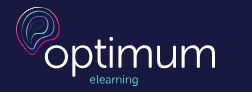 Optimum eLearning logo with stylized purple and pink brain icon