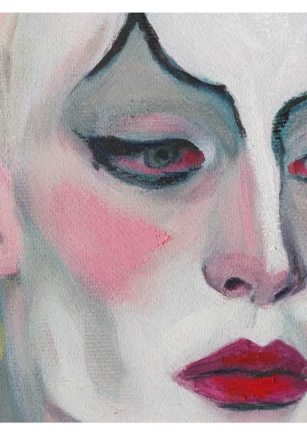 detail of a gay mime face painted by Aleksandra OLA