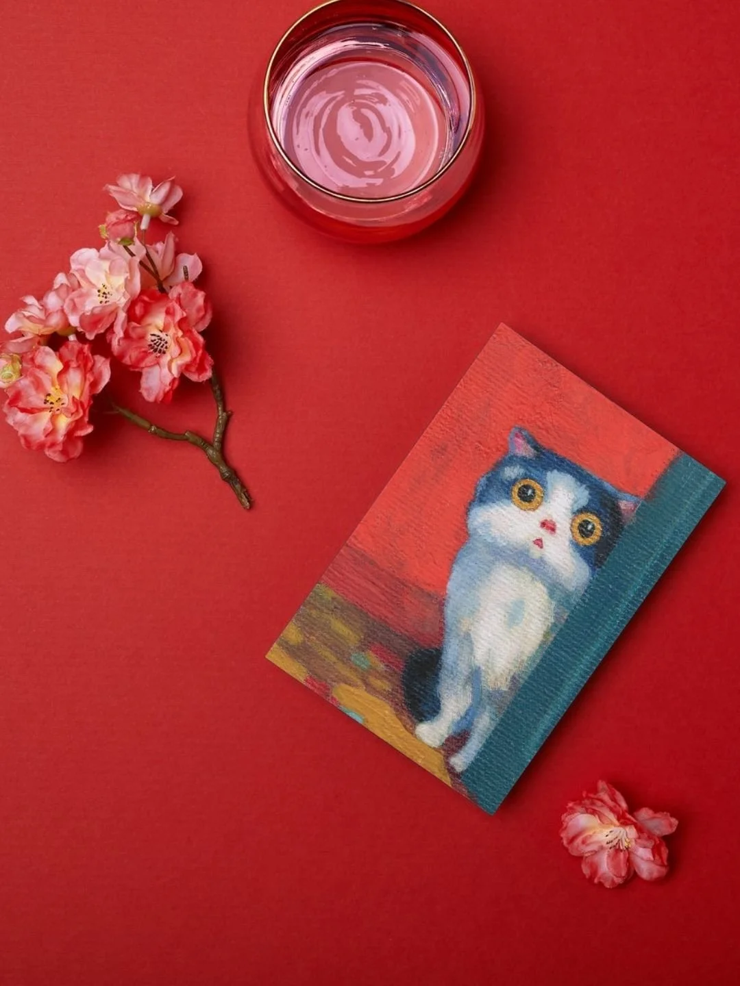 shy kitten cute miniature painting by Aleksandra OLA