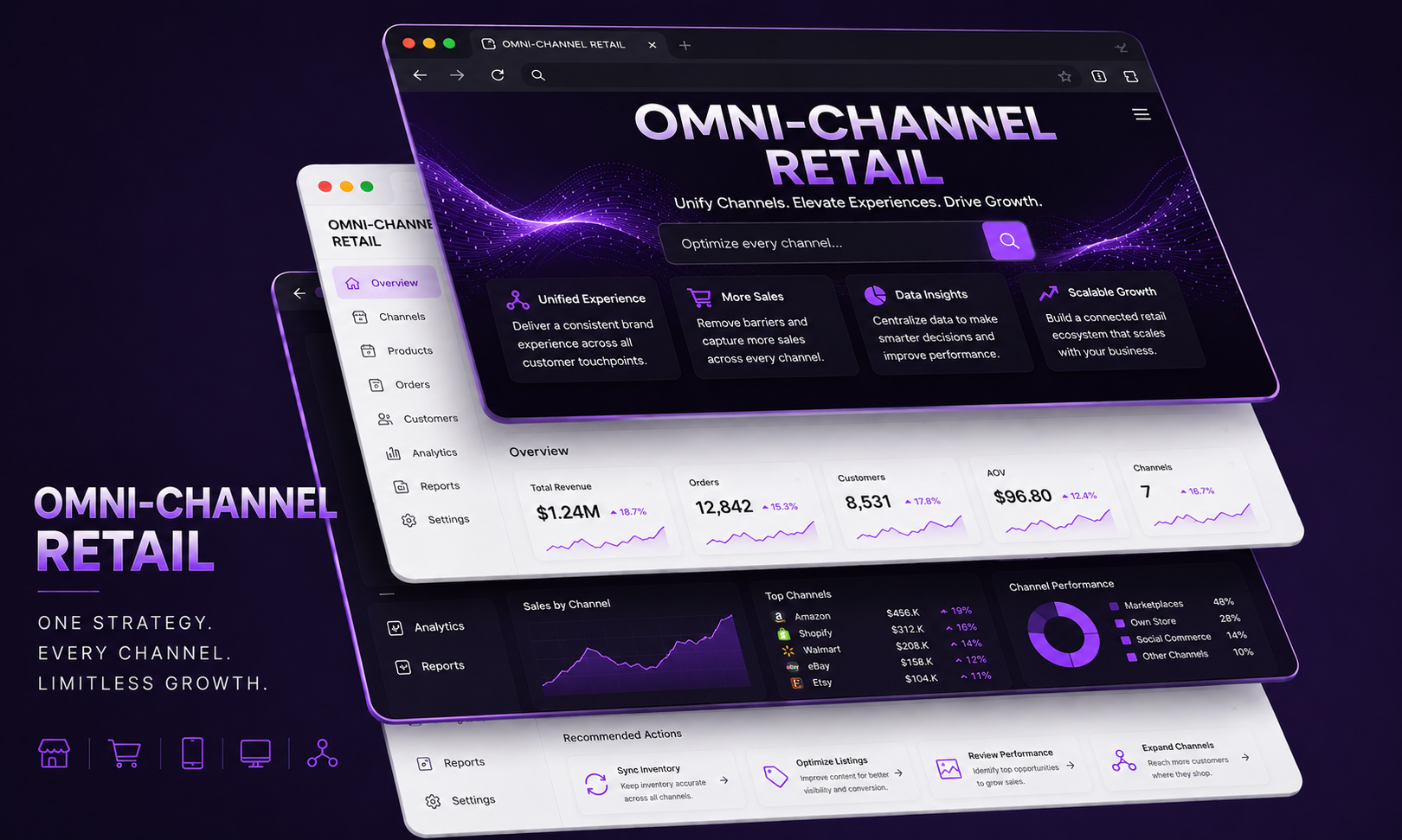 omni-channel retail graphic that is modern that shows growth and modern design