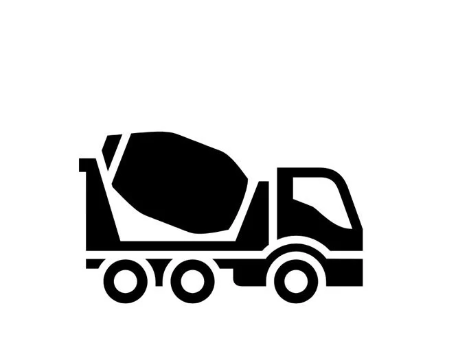 Silhouette of a cement mixer truck