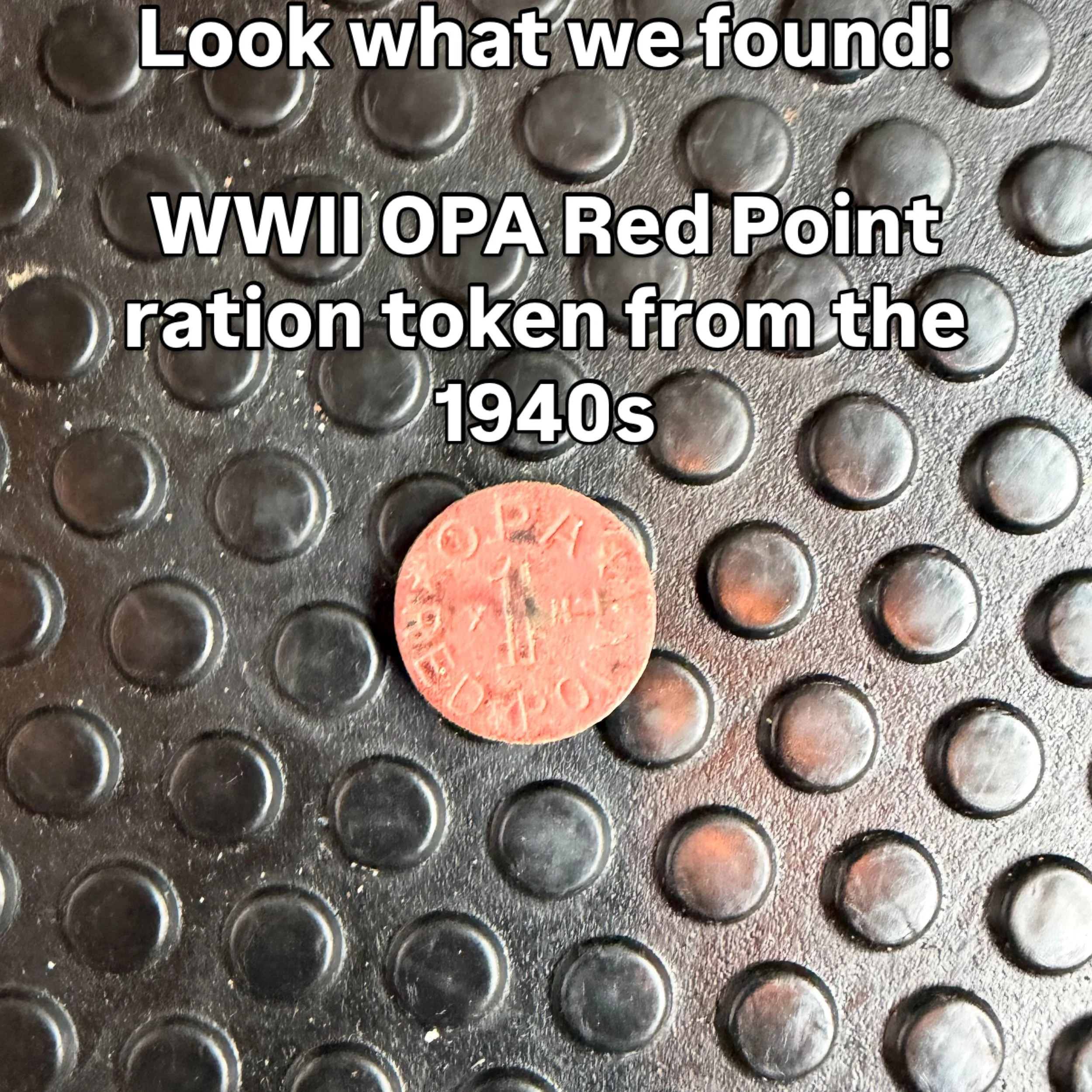 Cleaning out our new Ringgold farmhouse/plumbing HQ yesterday and found a piece of the 1940s! This is a WWII OPA ration token used for groceries. So cool finding local history at work! 🇺🇸

 #HistoryFinds #RinggoldGA #PlumbingCompany #wwII #OldHouse