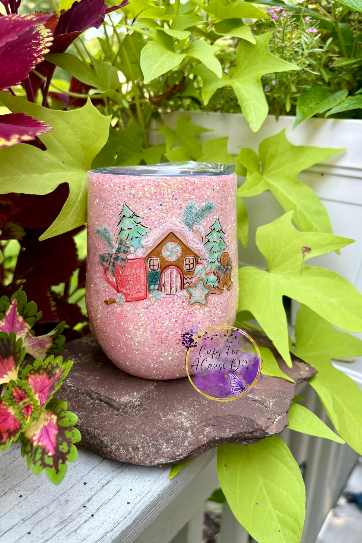 Pink gingerbread house wine