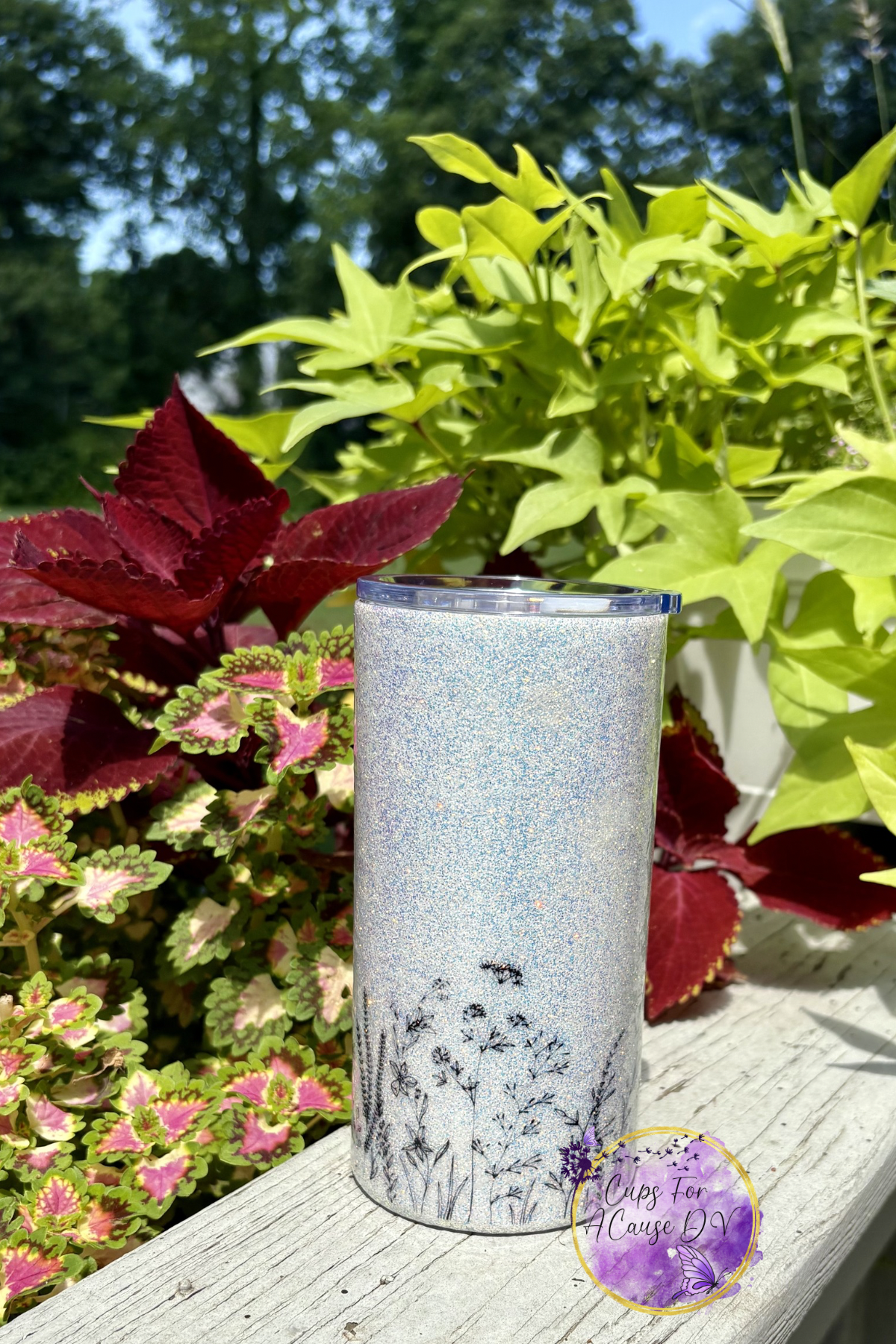 Black floral 16 oz