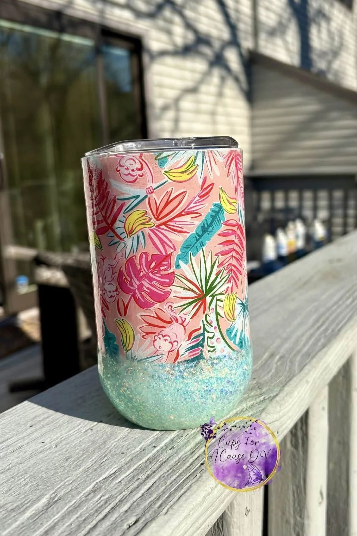 Monkey and bananas with blue glitter