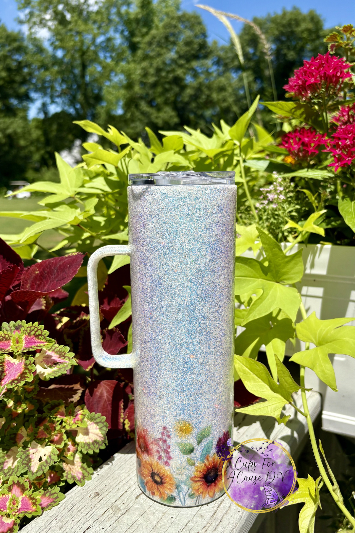Fall sunflowers with flowers 30 oz handle