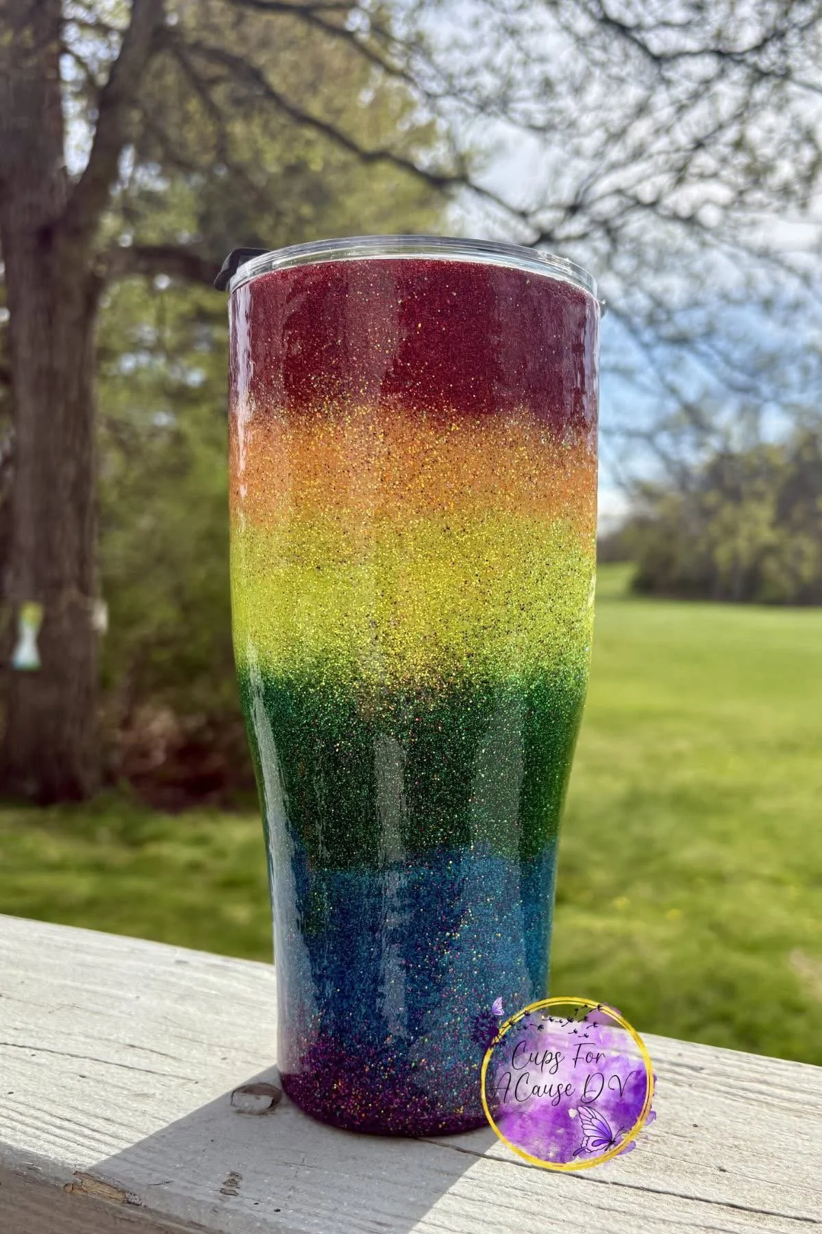 Rainbow coffee coozie