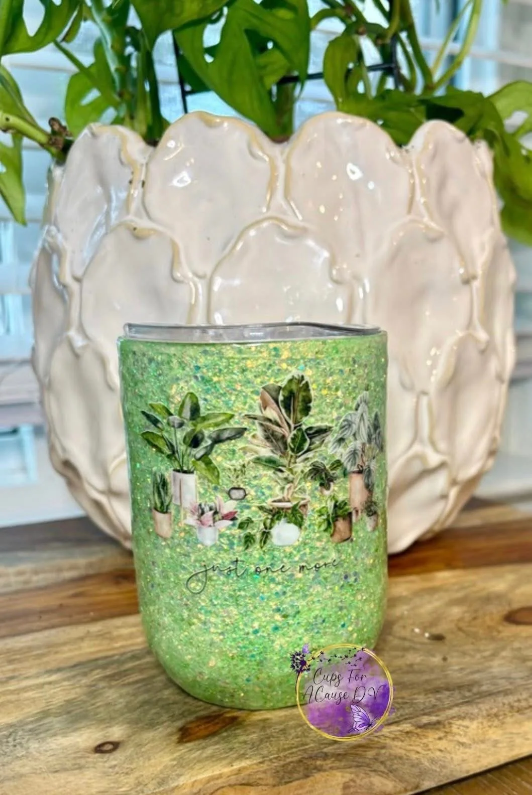 Just one more plants on green glitter