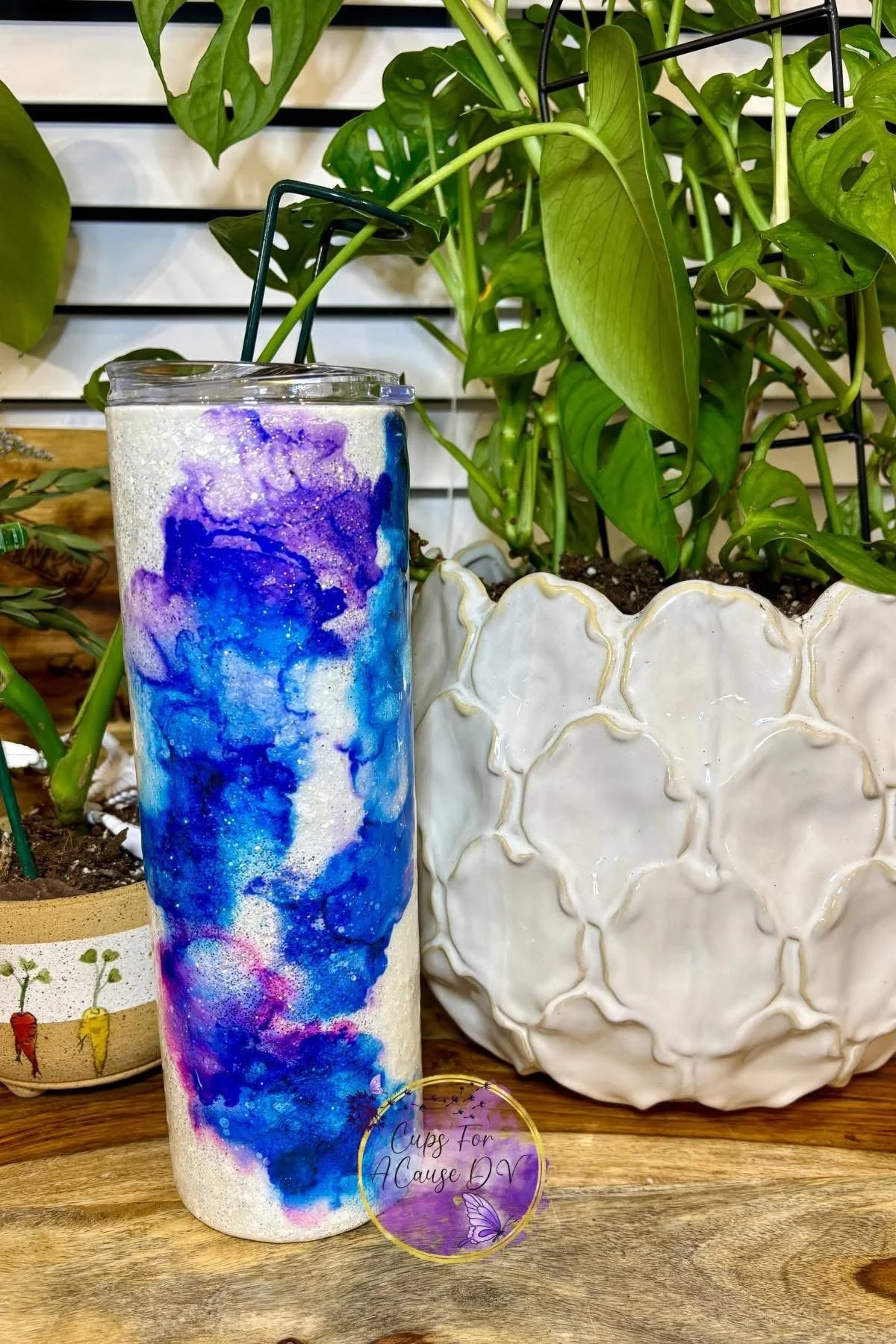 Blue and purple watercolor 30 oz