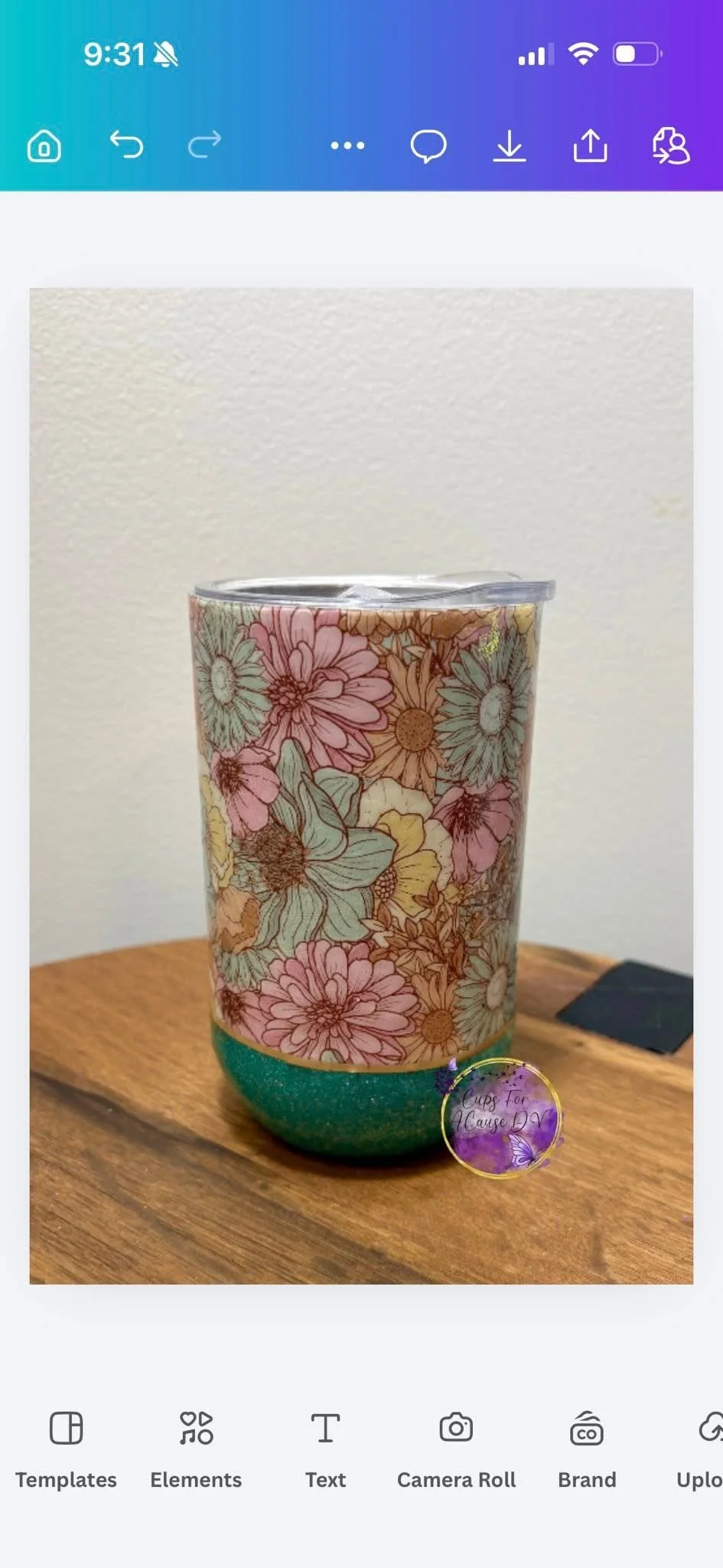 Pastel Flowers with mint green glitter