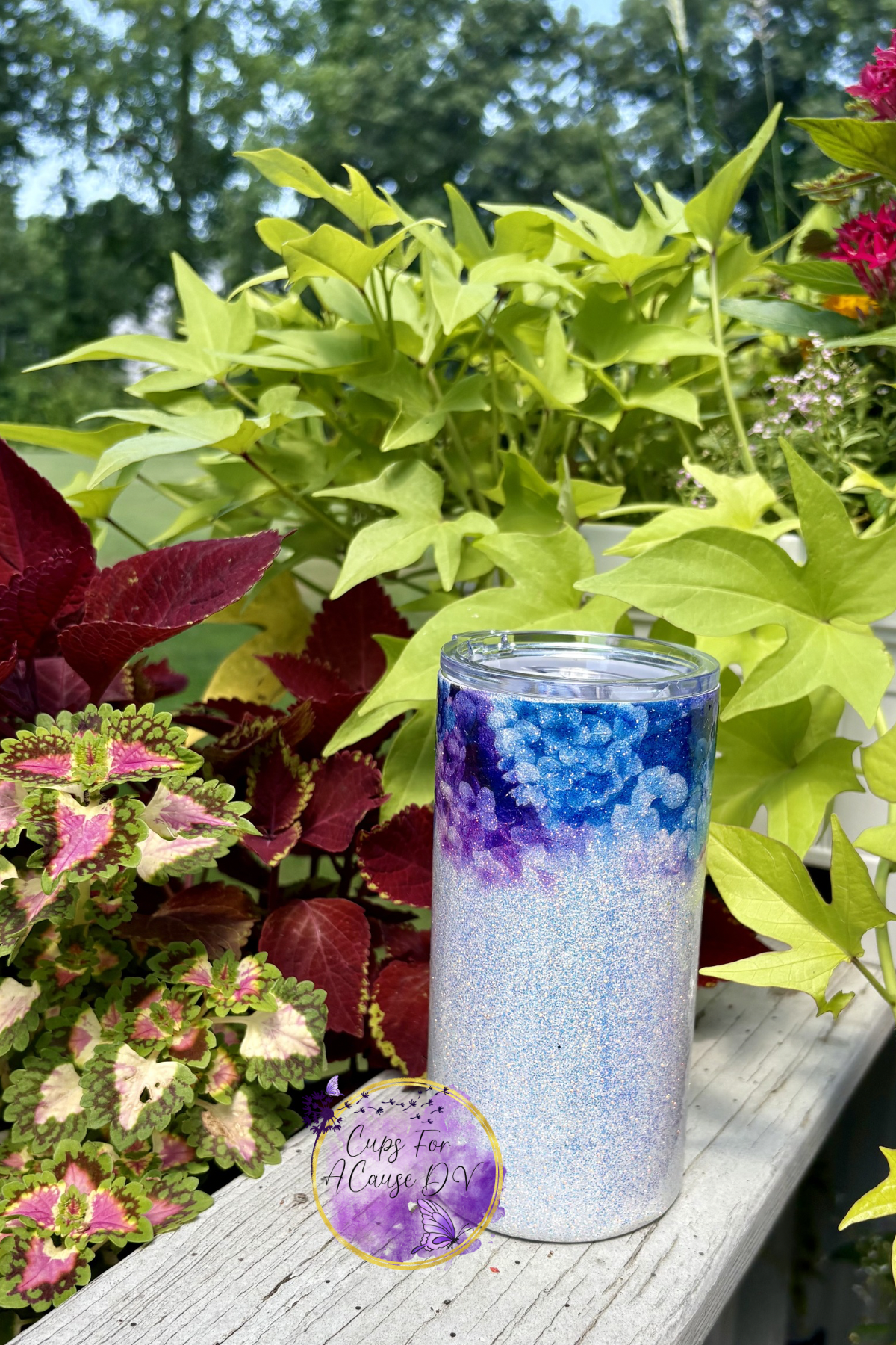 Purple and blue hydrangeas 16 oz