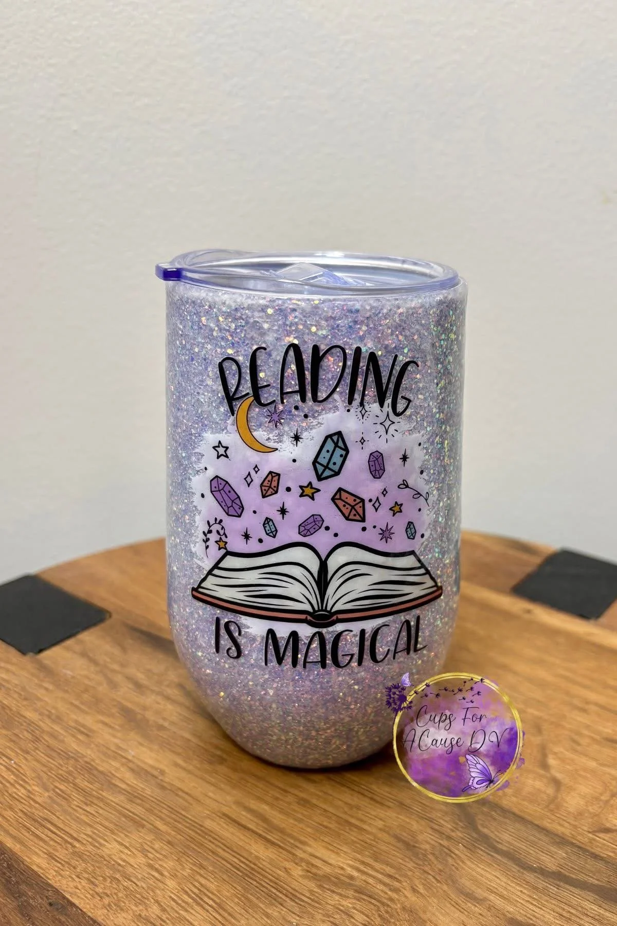 Reading is Magical on purple glitter "wine"