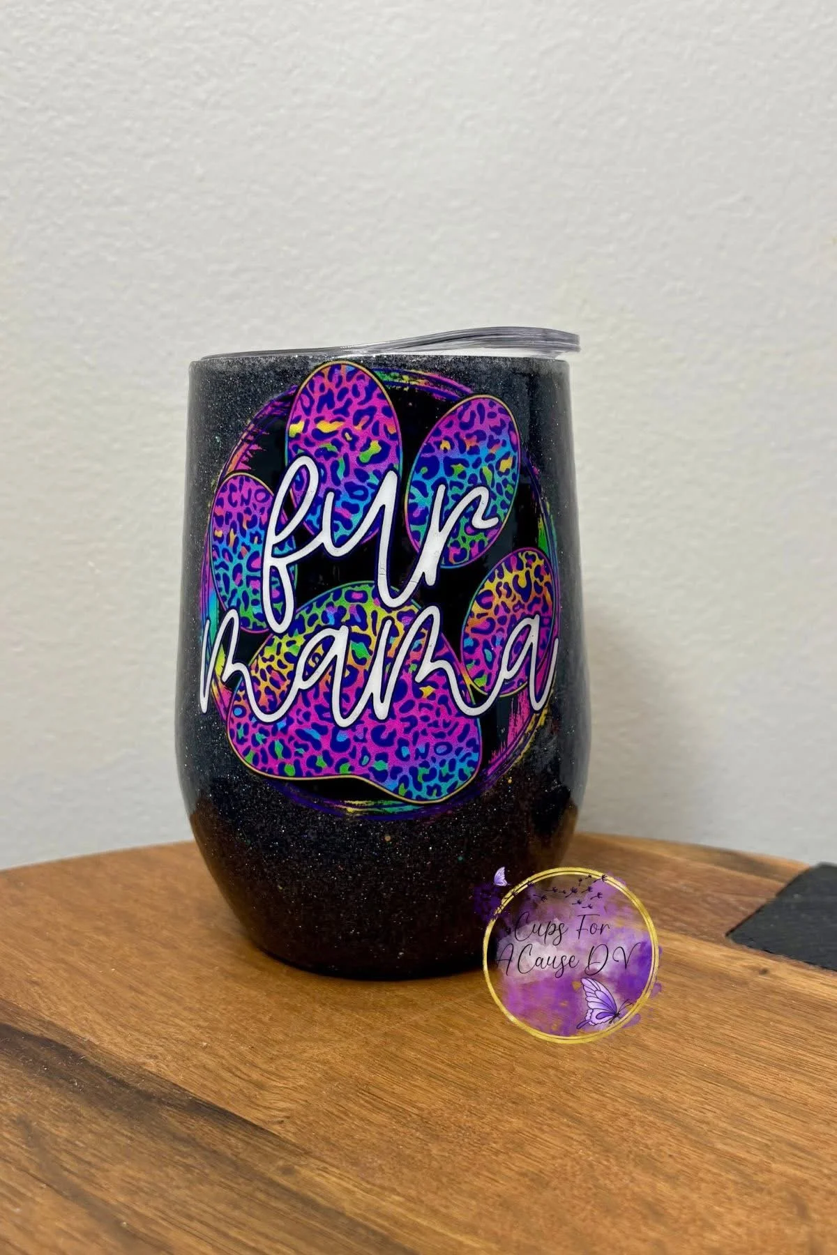 Fur Mama on black holographic glitter