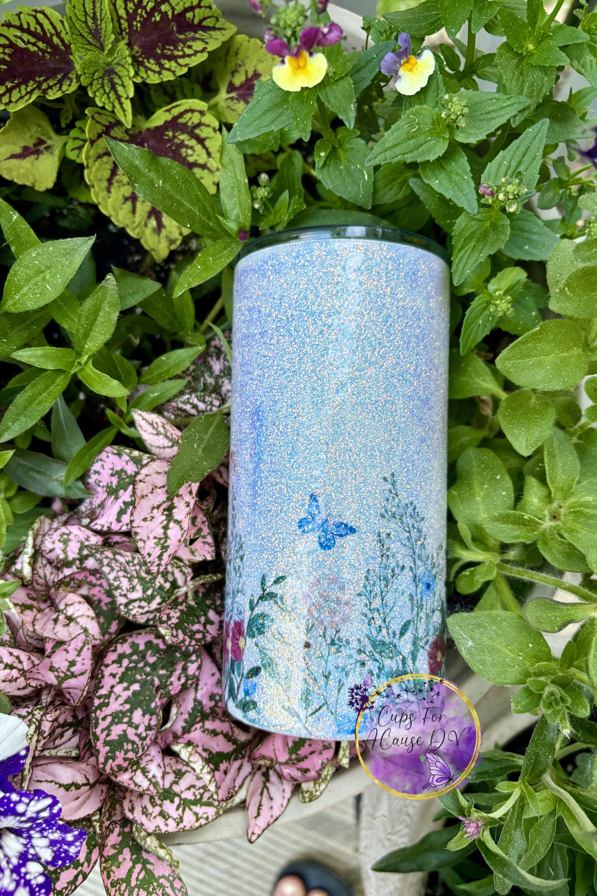 Wild flowers blue butterfly 16 oz