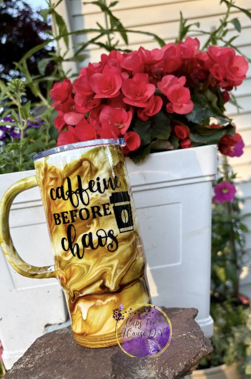 Caffeine before chaos coffee swirl 16 oz handle