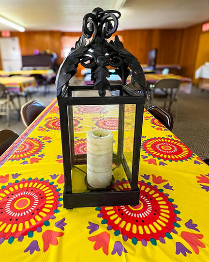 Centerpiece on table in fellowship dining area of Pleasant Valley Country Church