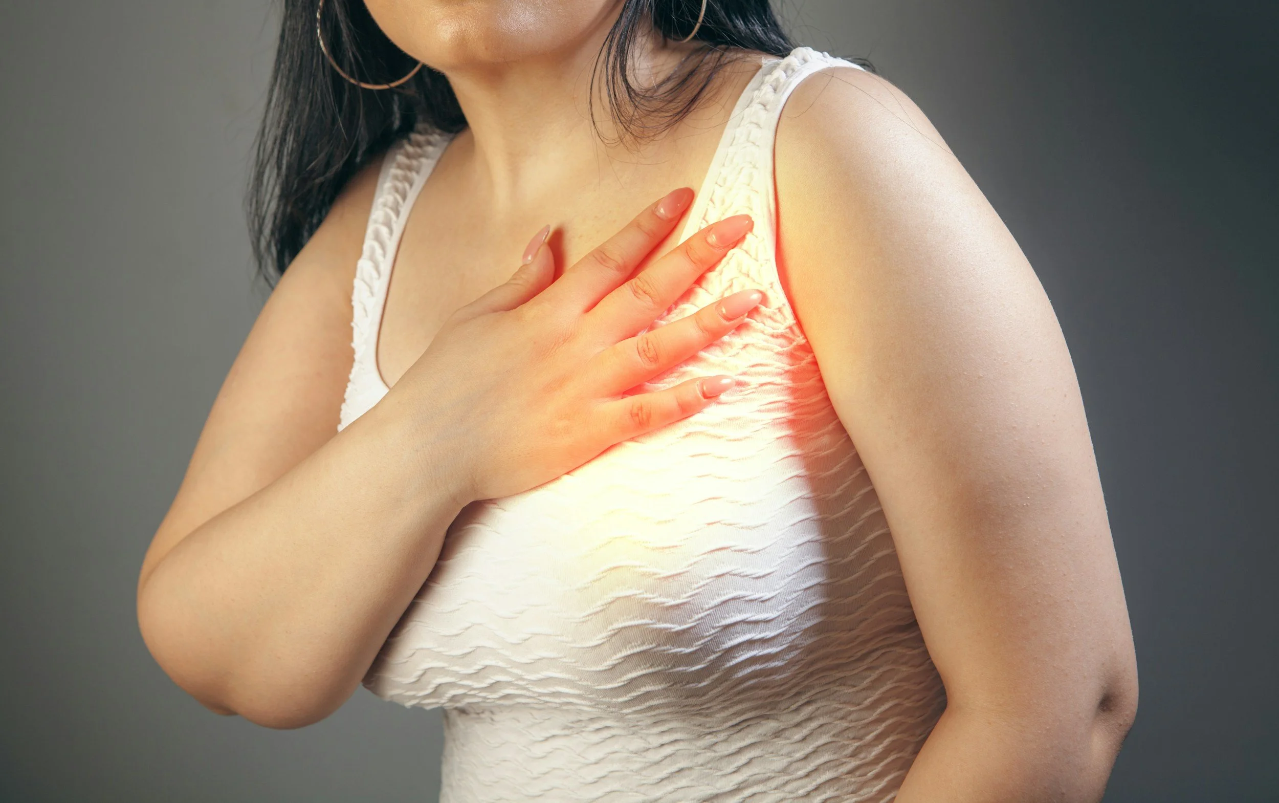Women experiencing discomfort of acid reflux