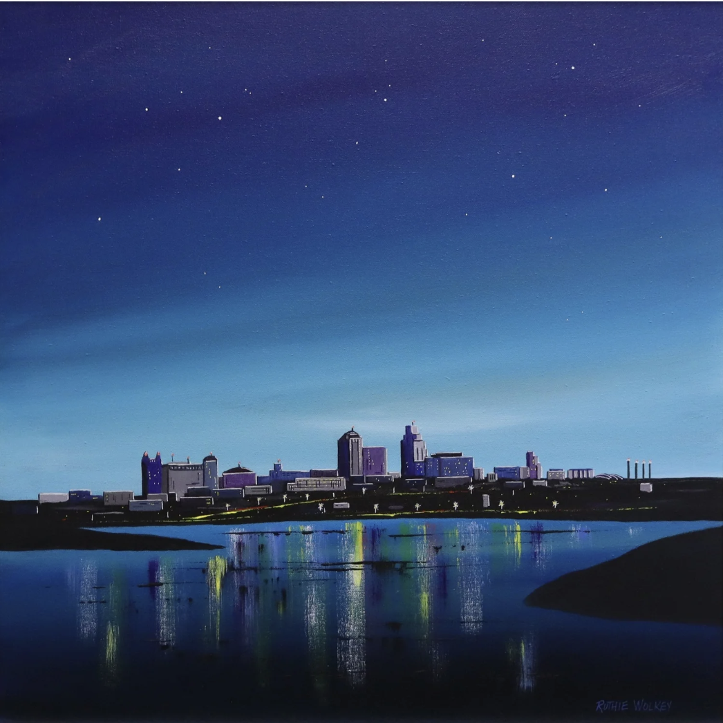 Ruthie Wolkey Reflections cityscape painting - featured in the Fusion Fine Art gallery.