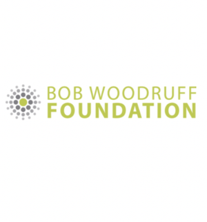 Logo of the Bob Woodruff Foundation featuring a circular dot pattern and green text.
