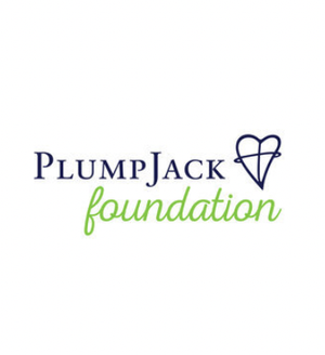 Logo for PlumpJack Foundation with a stylized heart shape next to the text.
