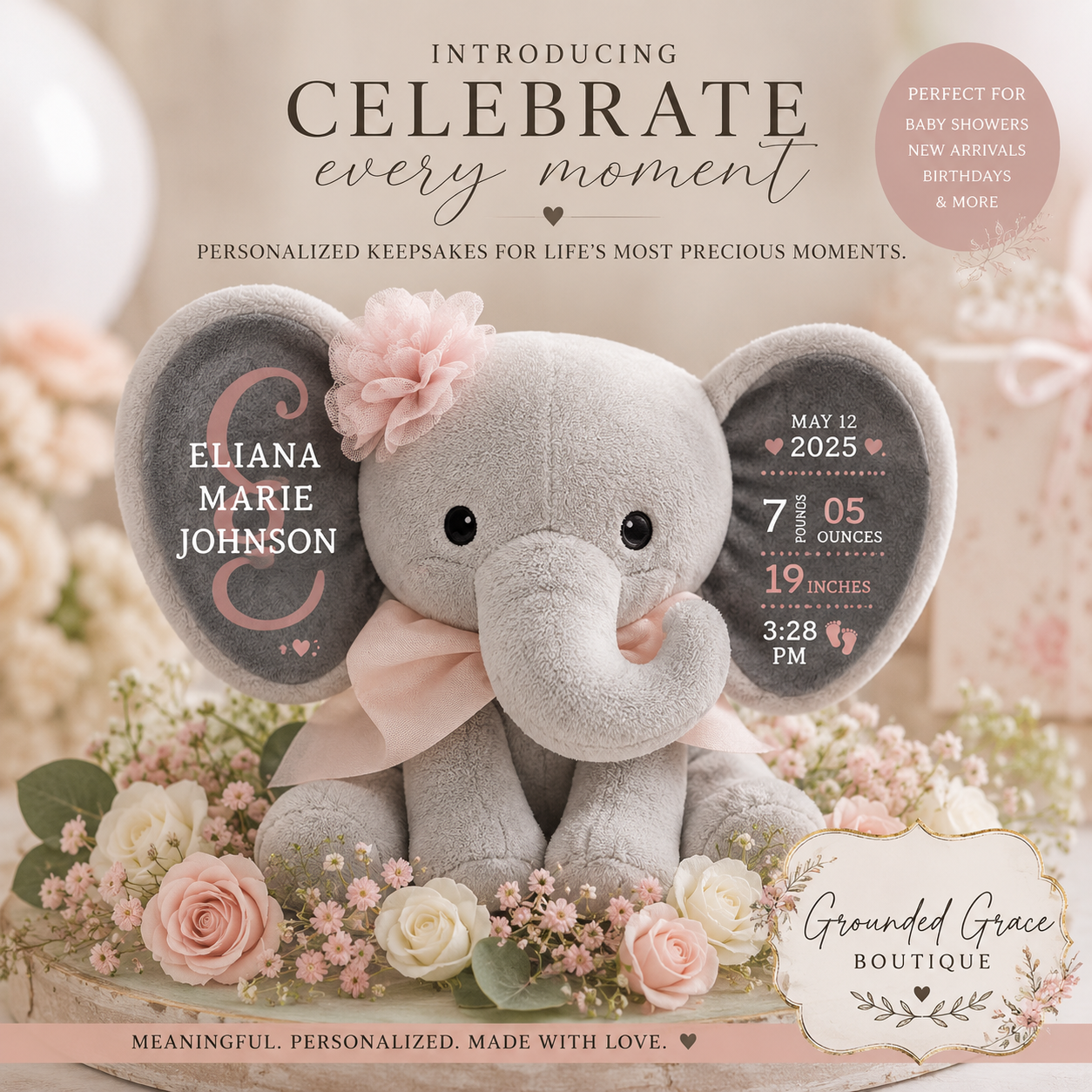 Baby Birth Announcement Plush