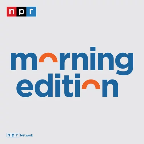 Logo for NPR's Morning Edition program with the NPR logo at the top and the title in stylized lowercase letters, with the words 'morning' and 'edition' stacked.