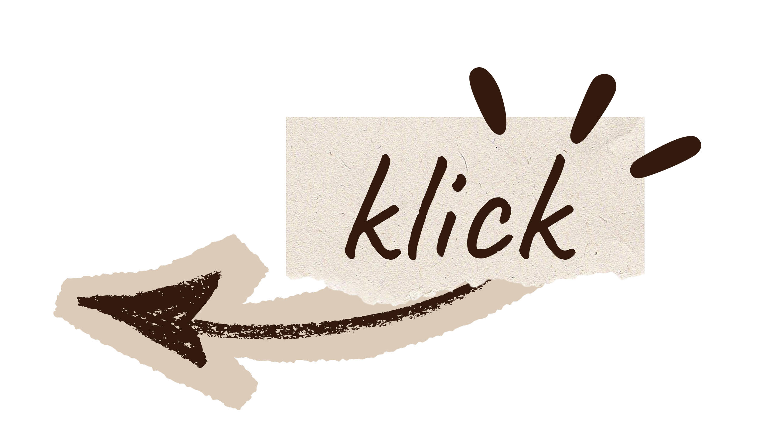 Ein Papierpfeil nach links mit dem Schriftzug "klick".