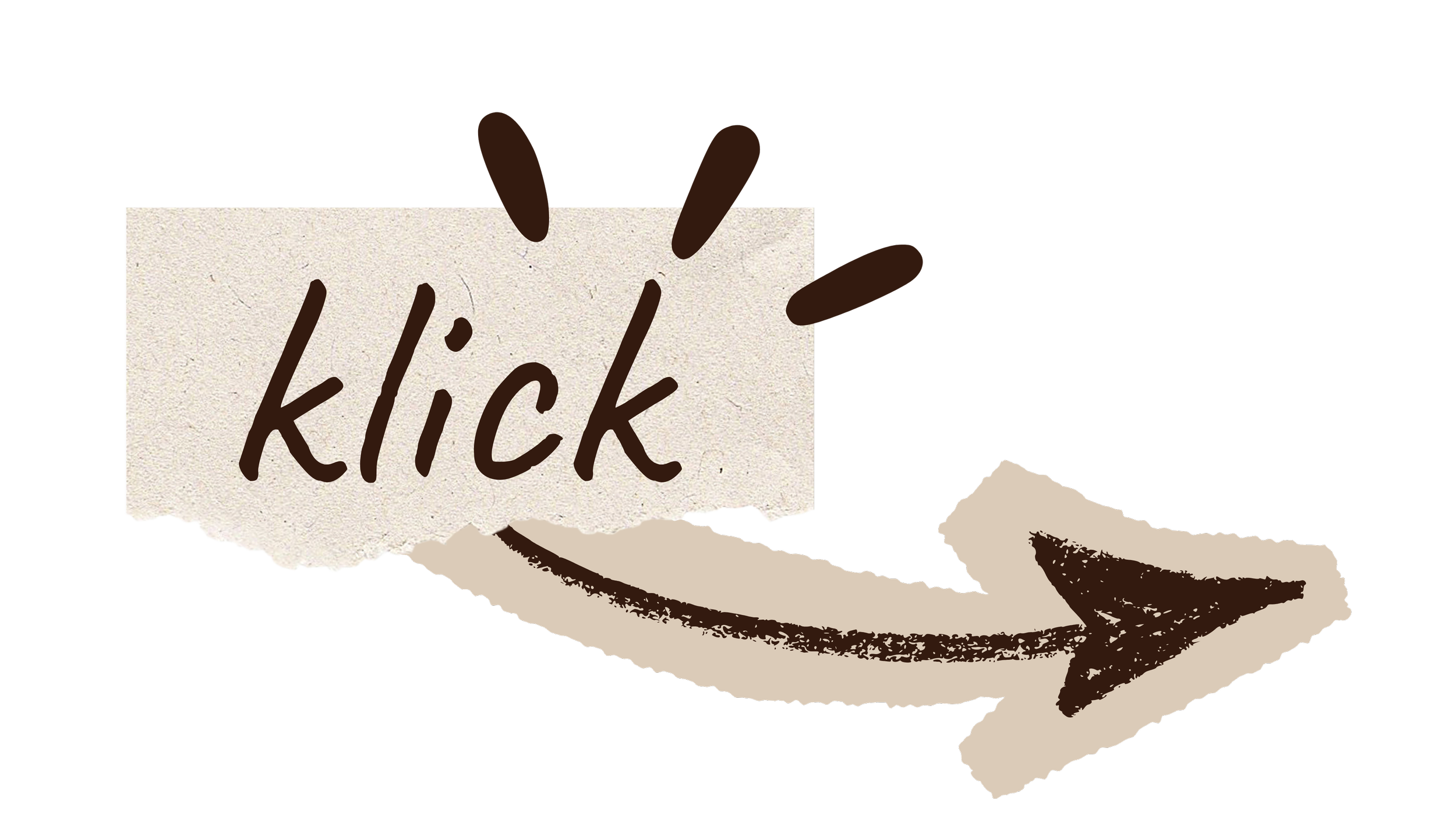 Ein Papierpfeil nach rechts mit dem Schriftzug "klick".