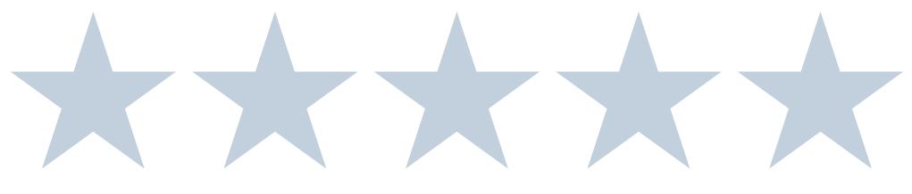 Six light blue five-pointed stars aligned horizontally on a black background.