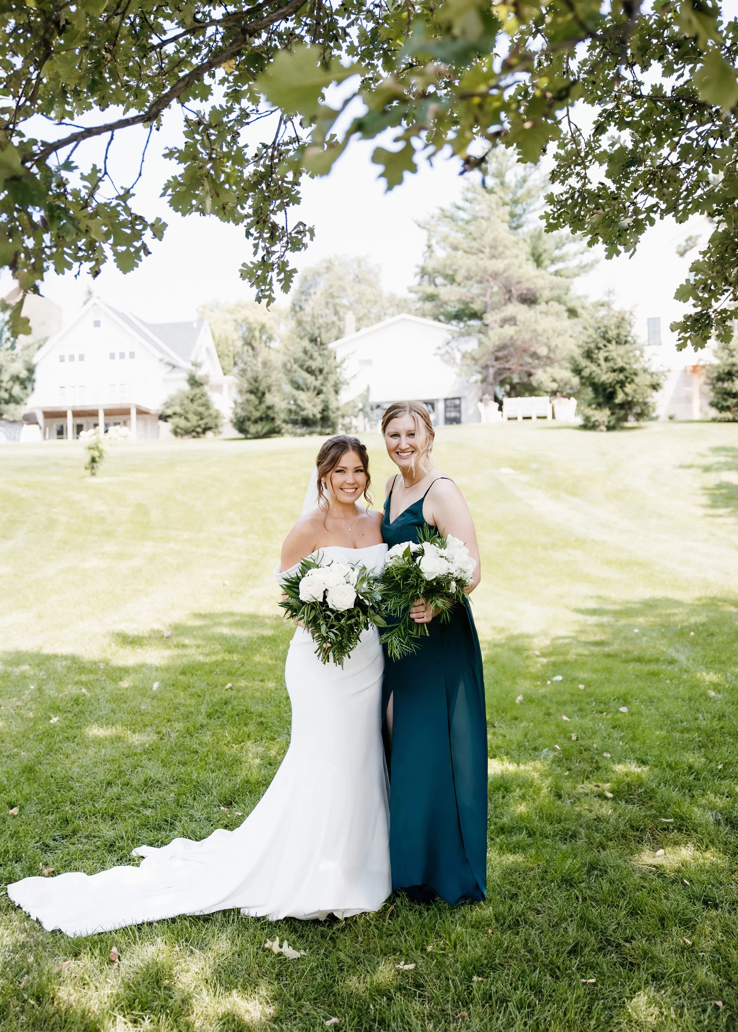After: Added a bridesmaid into a portrait with the bride, matching lighting and shadows for a seamless, natural look, as if captured on the wedding day.