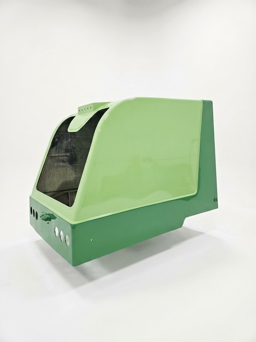Expert concrete mixer parts painting including drums, fenders, frames and components. Full sandblasting, masking, multi-stage priming and topcoating with durable industrial finishes for long-lasting corrosion and abrasion protection.