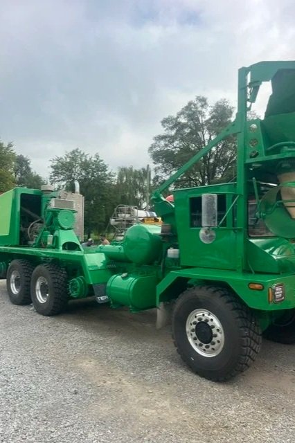 Industrial painting on concrete mixer truck at NII Coatings