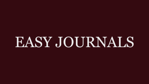 Dark red background with white text that says "EASY JOURNALS"