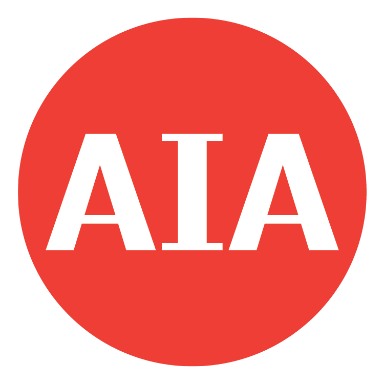 Red circle with white text reading "AIA" in the center.