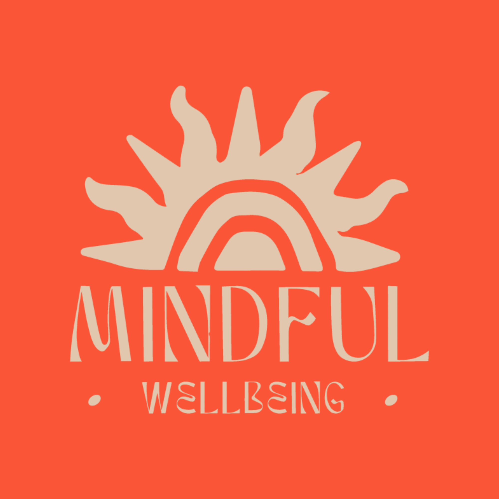 Stylized orange background with a beige hand reaching out and text that reads "WELLBEING" and "WORKING".