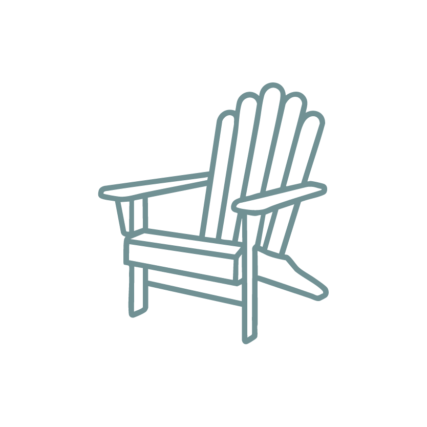 Outline drawing of an Adirondack chair.