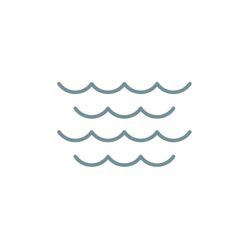A minimalist line drawing of a person swimming, with water waves below, wearing goggles and a swimming cap.