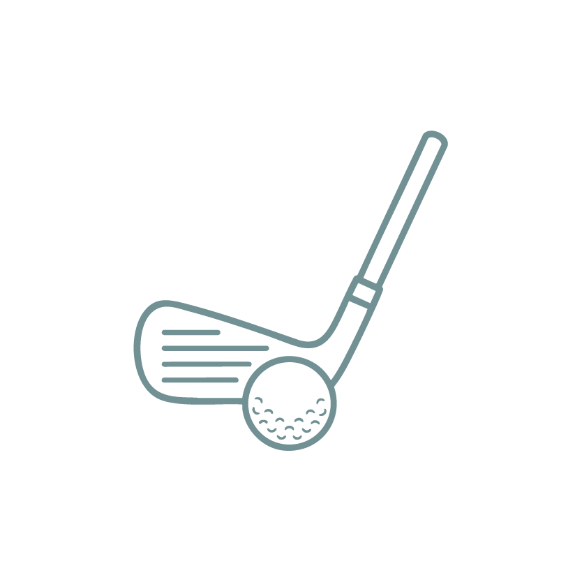 Minimalist golf club and ball icon.