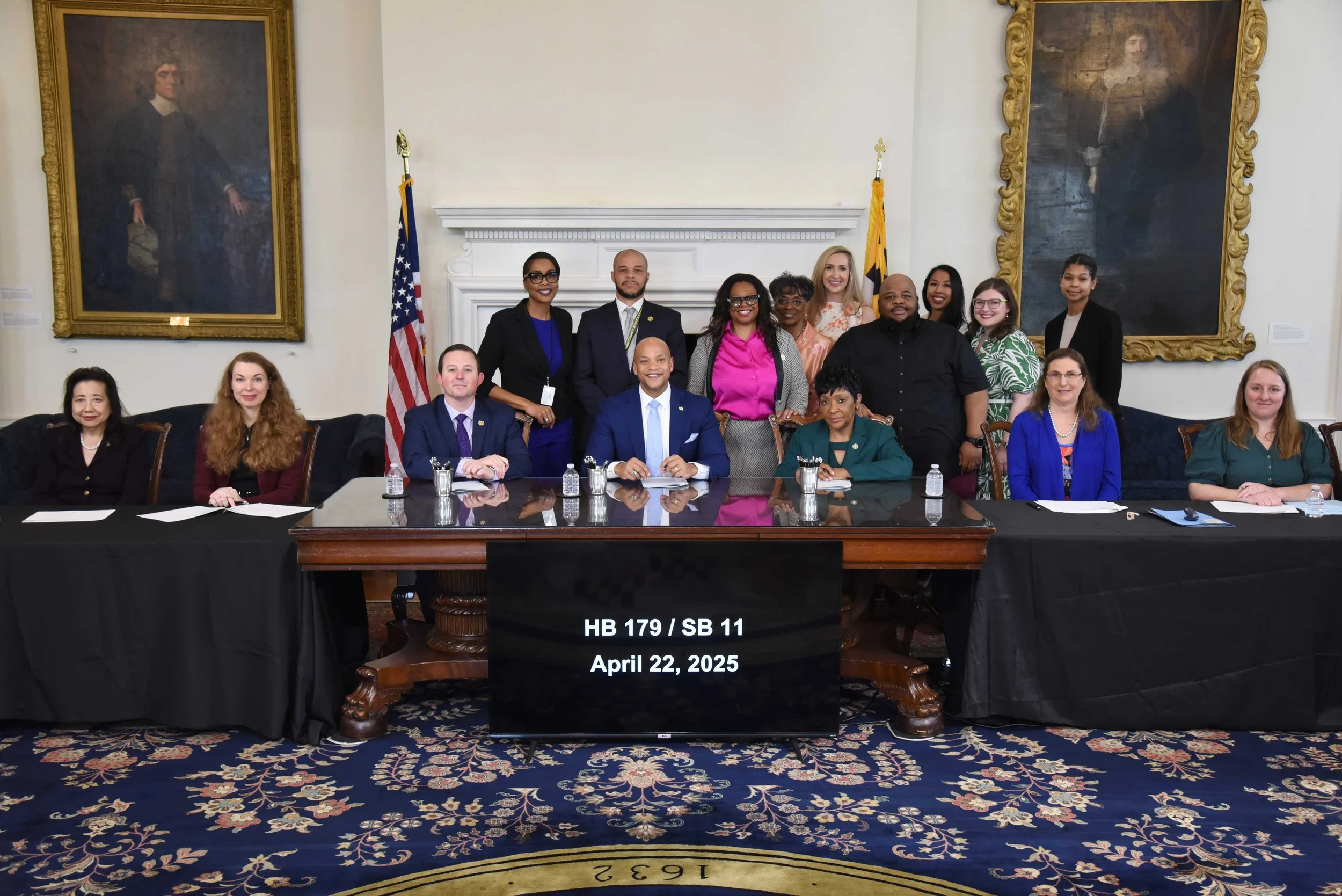 Delegate Karen Toles with Governor Wes Moore and other House and Senate members at the signing up HB 179/SB 11 on April 22, 2025