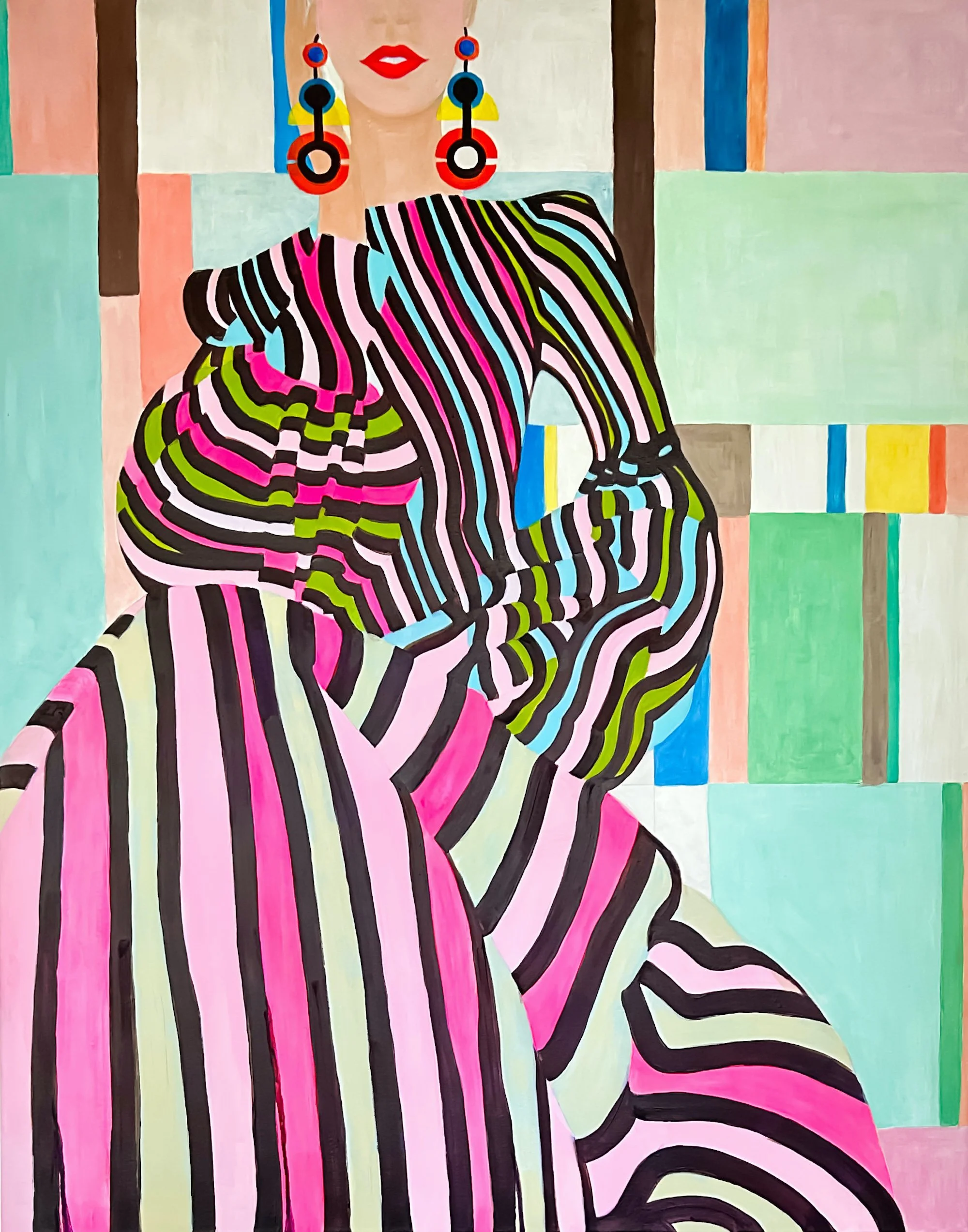 Diptych: Gown of Twisting Stripes - Acrylic 80 x 100 cm