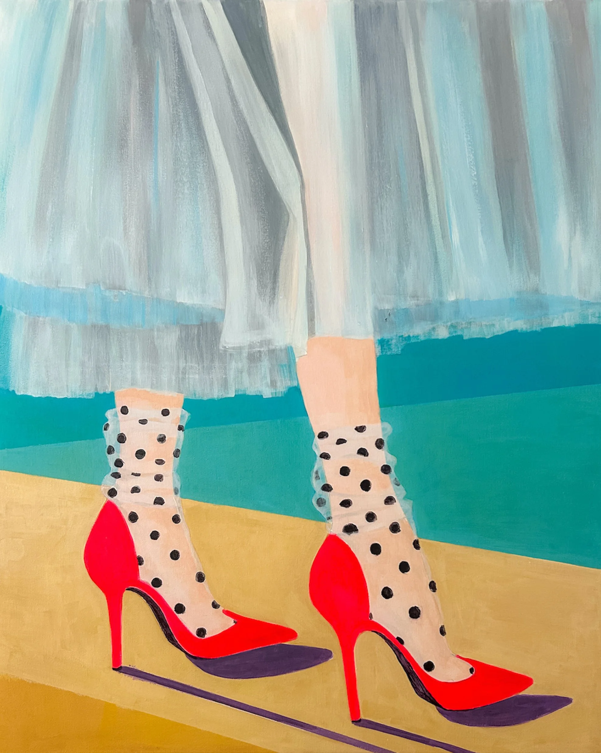Red Heels, Soft Shadows - Acrylic 60 x 73 cm