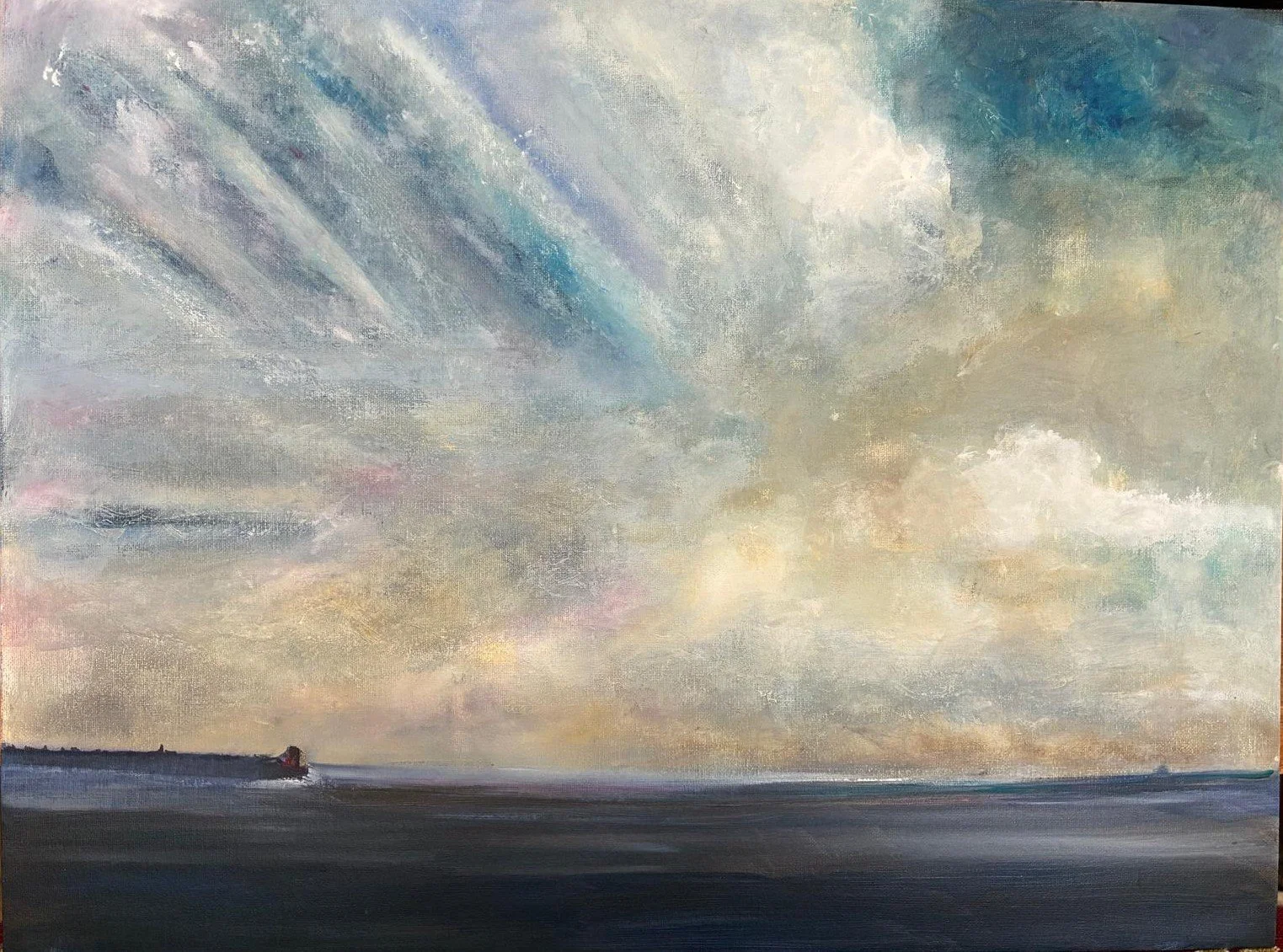 BREAKWATER Acrylic on Board. 62cm x 46cm unframed