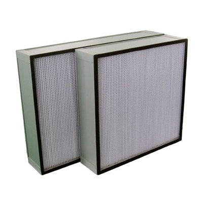 Two rectangular air filters with white mesh and black frame.