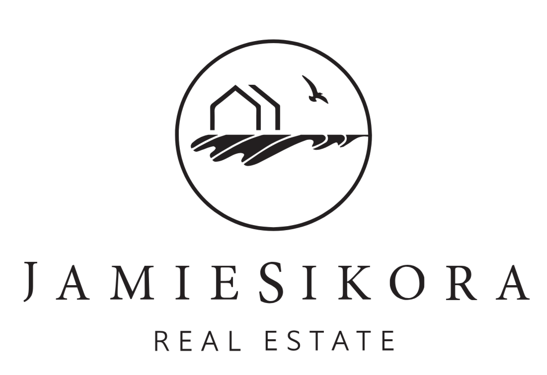 Logo for Jamesikora Real Estate featuring a house, a bird, and a landscape within a circle.