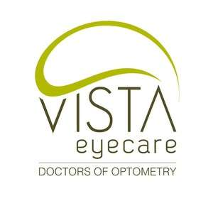 Vista Eyecare logo with a stylized green eye and the text 'VISTA Eyecare' and 'Doctors of Optometry'.
