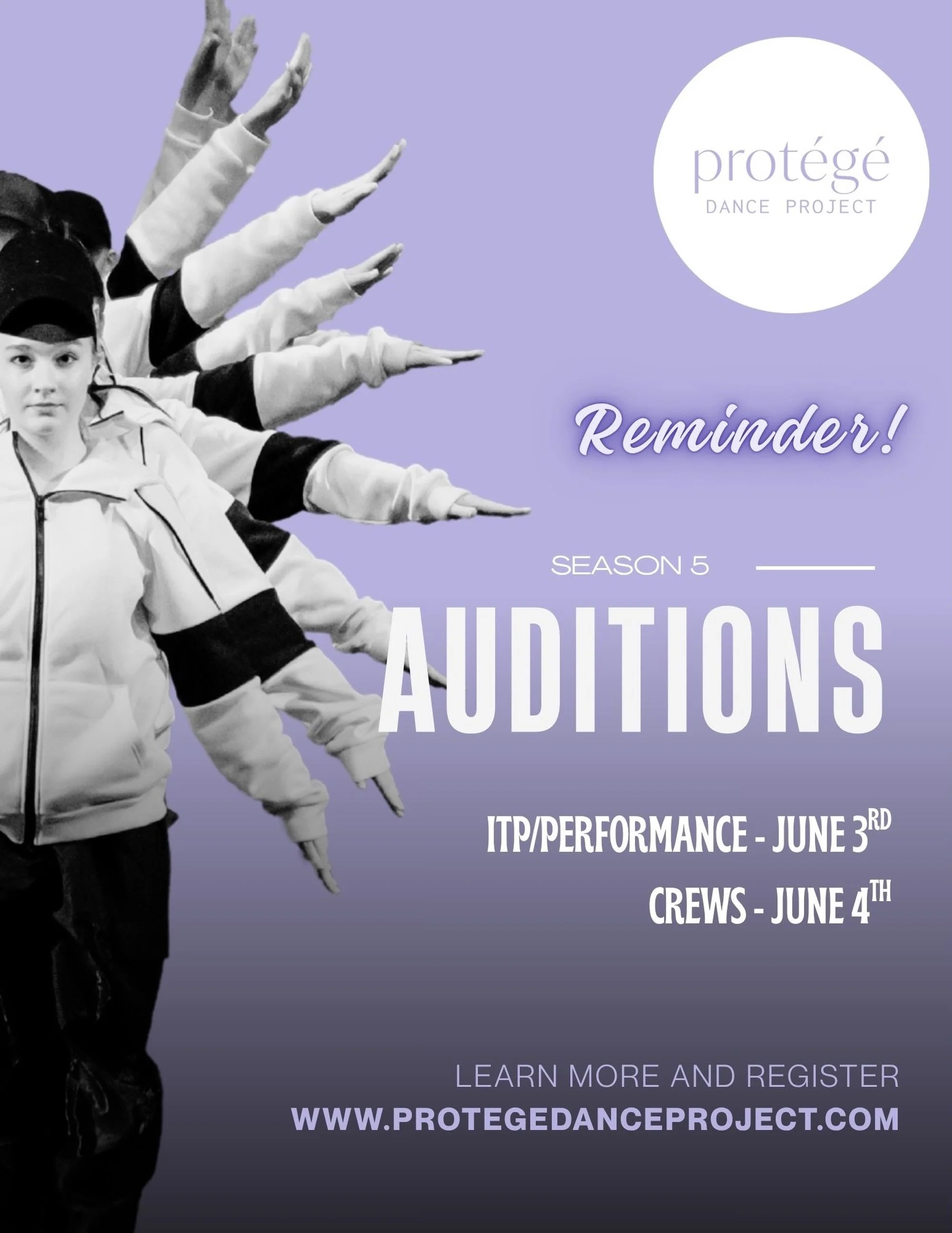 Reminder! ✨ Season 5 auditions are just around the corner. Visit our website to learn more and register. We look forward to seeing you! 

ITP/Performance: June 3
Crews: June 4

www.protegedanceproject.com

#ProtegeDanceProject #VictoriaDance #DanceTr