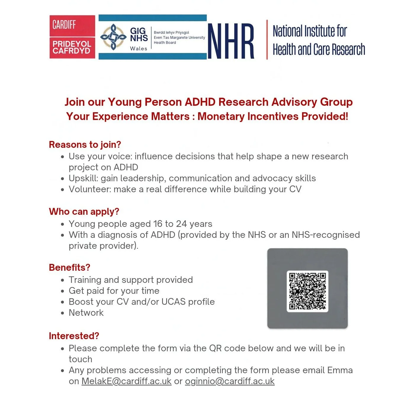 Join Young Person’s ADHD Research Group
